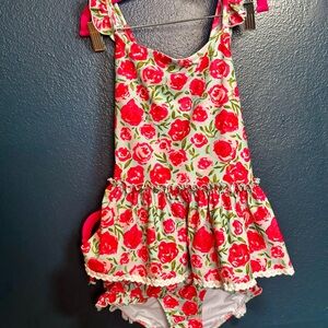 SweetHoney Rosy Bloom Kids Bikini - Red and blue